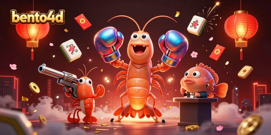 Terlibat dalam permainan online bento4d dengan suasana kasino 3D yang cerah yang menampilkan karakter dinamis dan elemen yang hidup.
