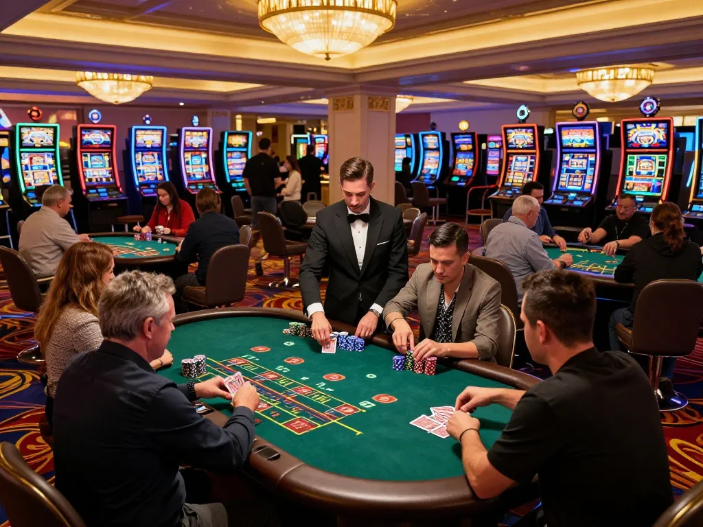 Players engaging at a vibrant n188 blackjack table, showcasing strategic bets and intense focus.