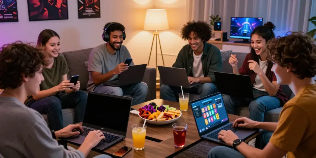 Bingo app download apk showcased on multiple devices during a fun gaming night with friends.