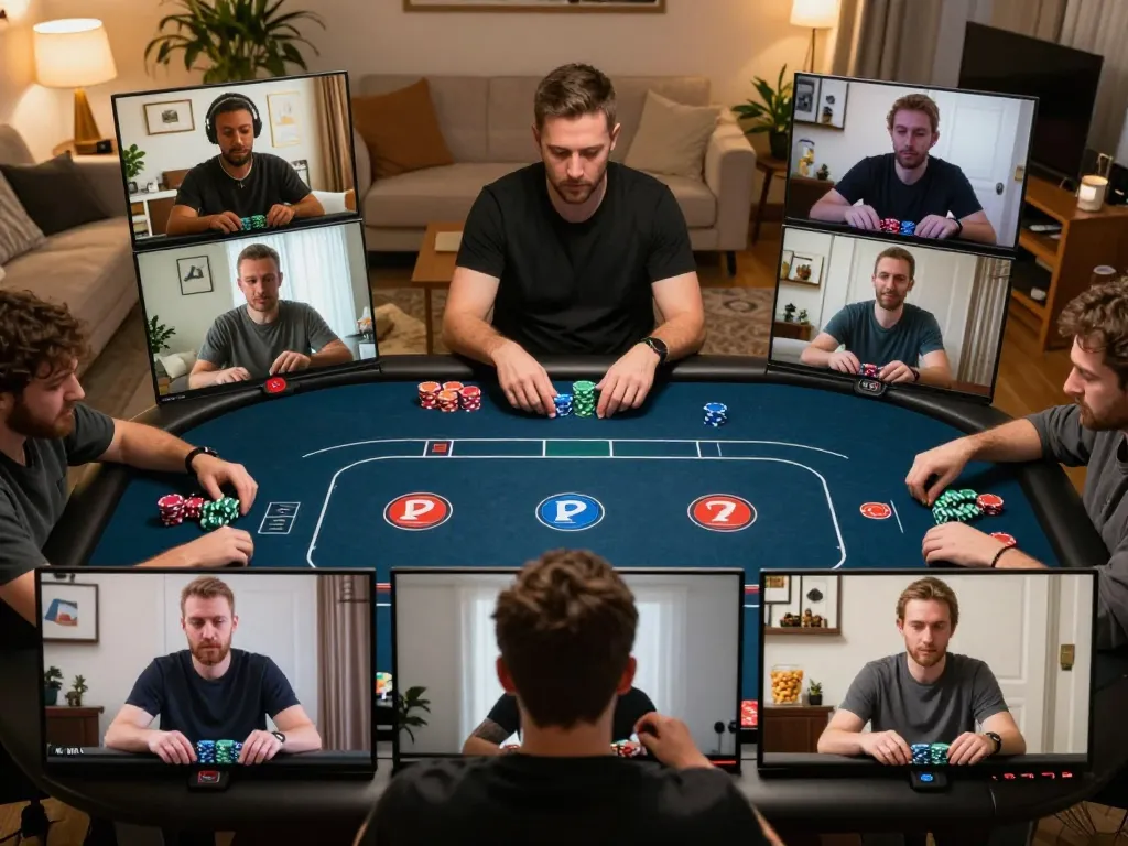 nhà cái 888VI players strategizing during an exciting online poker game.