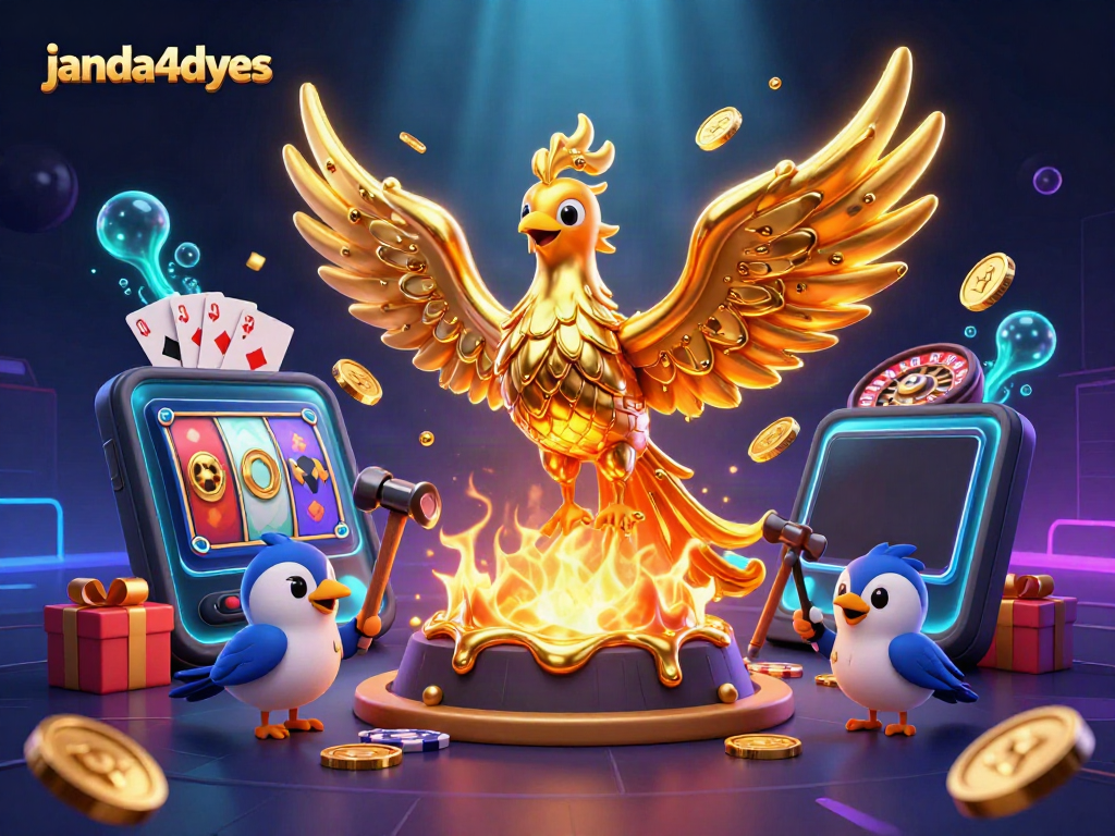 Menyaksikan janda4dyes bercahaya dengan bisnis judi online seru di latar belakang permainan slot.