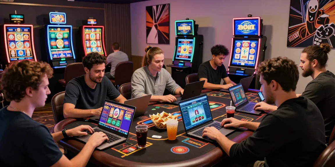 Exciting scene at a credit card casino, showcasing players engaged with games on https://dentalgroups.co.uk, vibrant and inviting atmosphere.