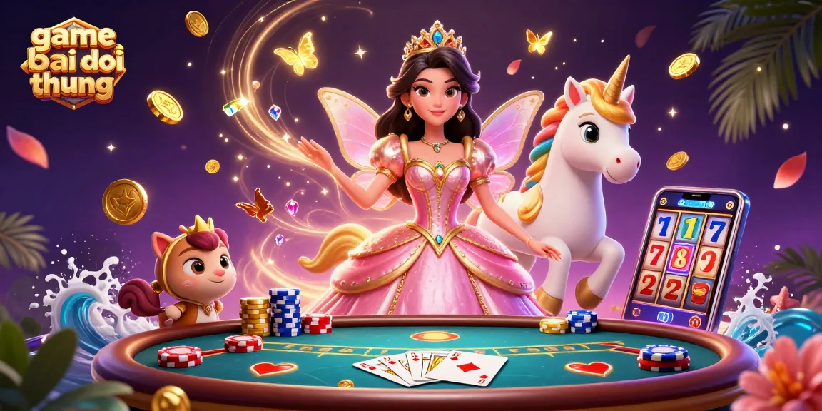 Play immersive game bai doi thuong with vibrant characters and rich casino elements in 3D illustration.