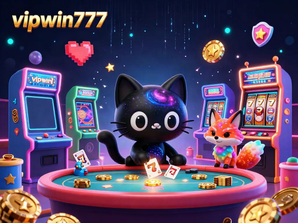Watch the vipwin777 black hole cat draw in golden chips at a vibrant casino table.