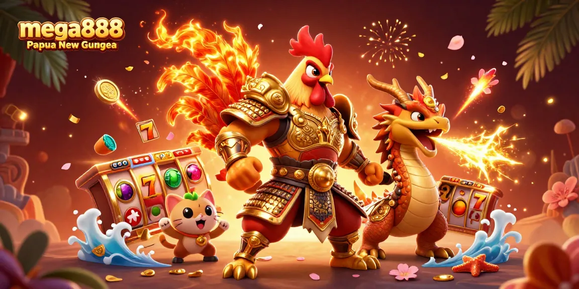 Experience the thrill of mega888 Papua New Guinea with exciting slot reels and vibrant gaming elements.