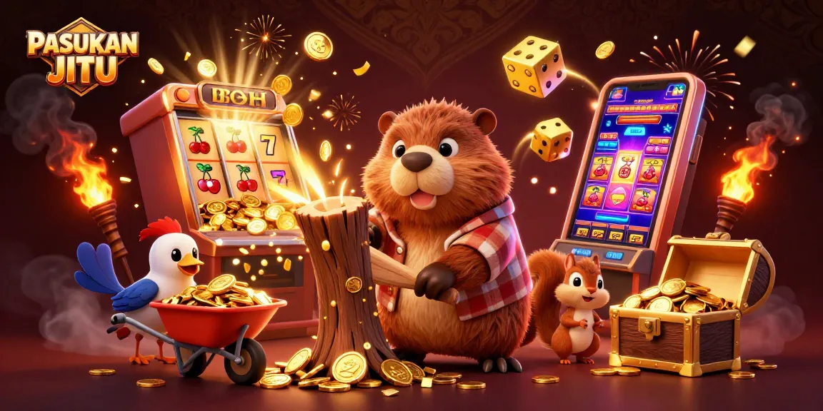 Experience the thrill of winning with PASUKAN JITU's 3D digital illustration of exciting online gaming.