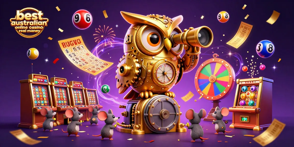 Experience the excitement at the best australian online casino real money with a vibrant 3D scene of animated characters and games.