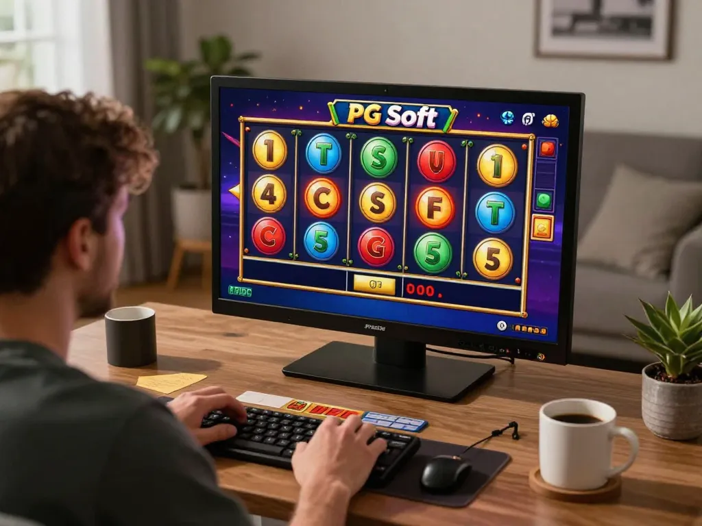 Berkeliling dengan permainan slot demo PG Soft Lengkap di rumah, menonjolkan gulungan berwarna-warni dan gameplay strategis.