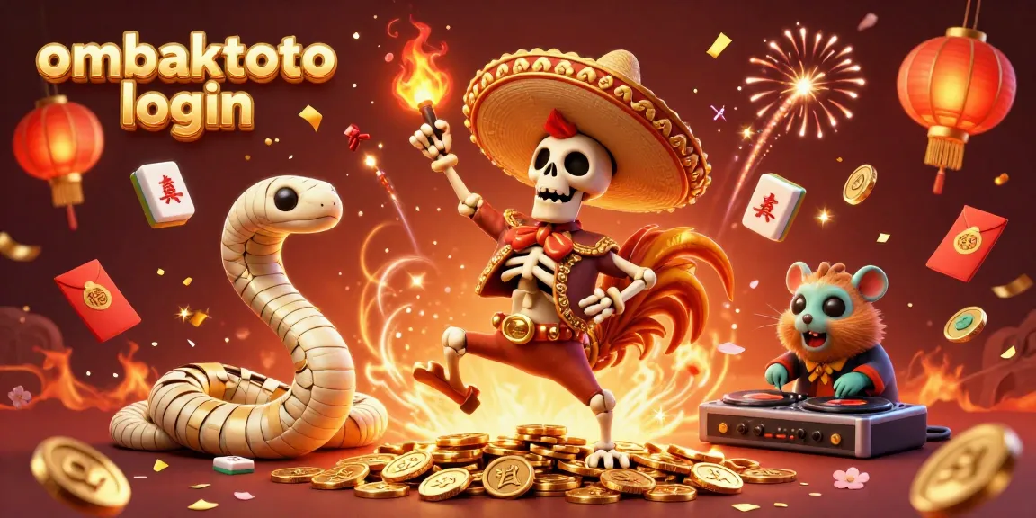 Enhance your gaming experience with ombaktoto login, highlighted by a festive 3D casino illustration.