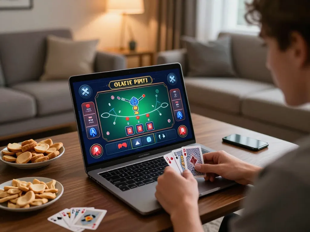 Player engaging with SC88 online casino's live blackjack game on a laptop in a cozy home
