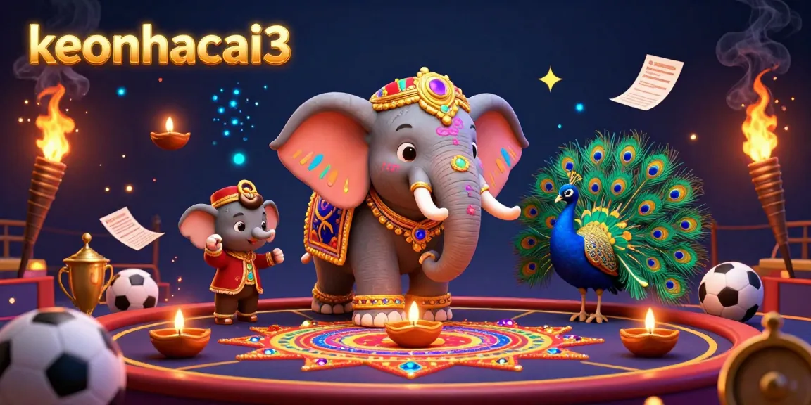 Engage in thrilling sports betting with keonhacai3, featuring vibrant Diwali-themed characters and dynamic gaming elements.