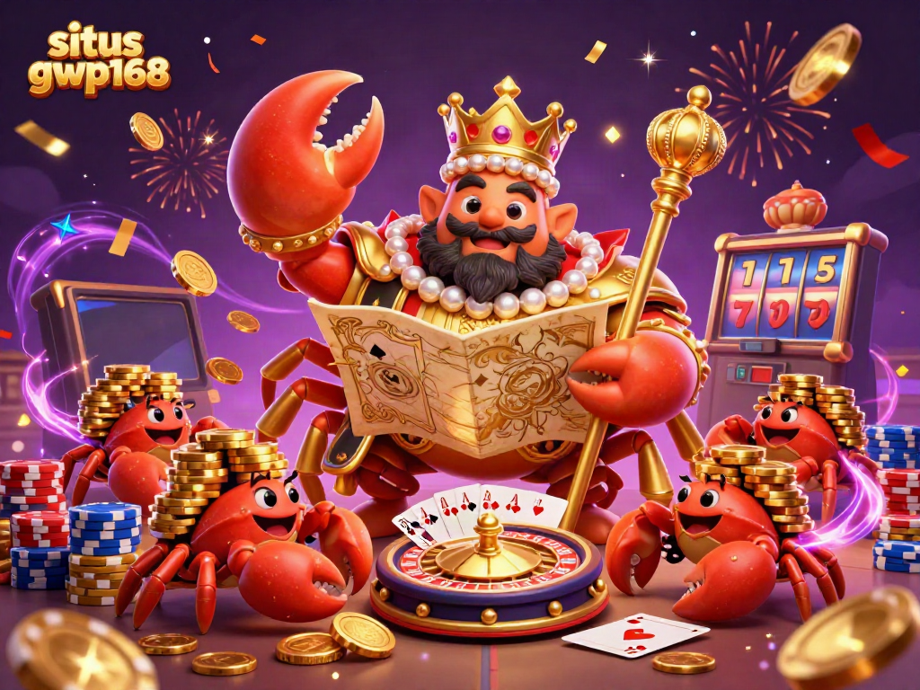 Menggambarkan situs gwp168 yang menghadirkan pengalaman bermain dengan chip emas dan suasana meriah kasino.