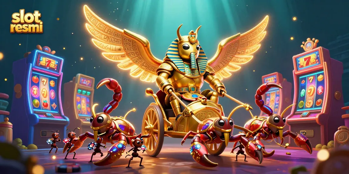 Spin winning reels with slot resmi as colossal golden scarab pulls gem-studded chariot in a vivid casino