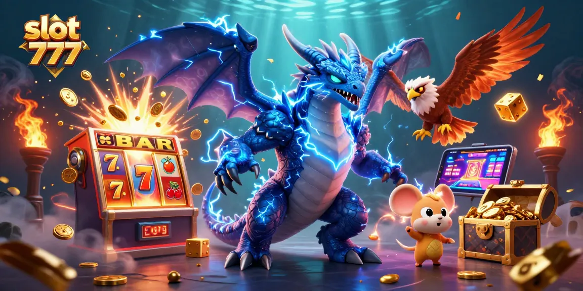 Experience thrilling wins with slot 777 as majestic characters celebrate a jackpot explosion!