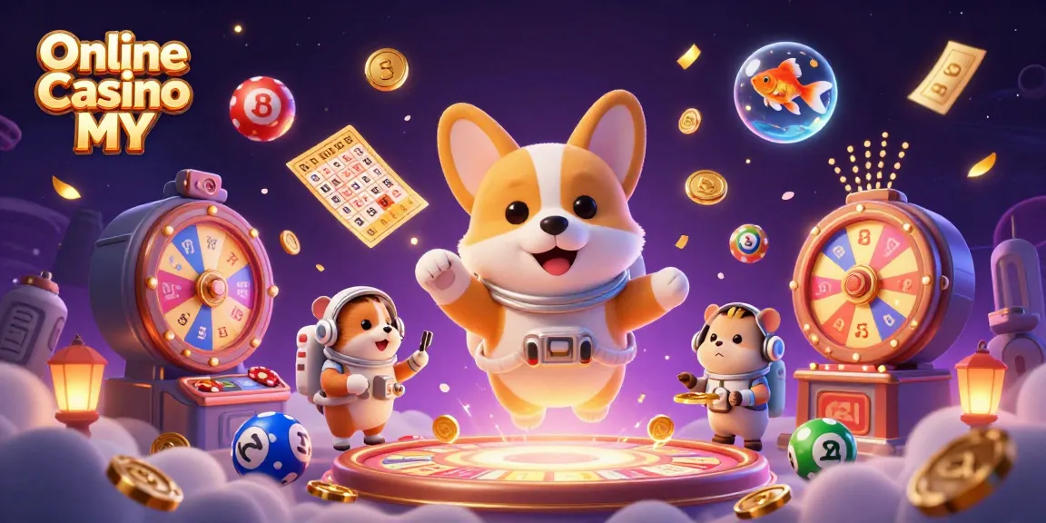 Experience the fun of Online Casino MY with vibrant games and characters in a magical space setting.