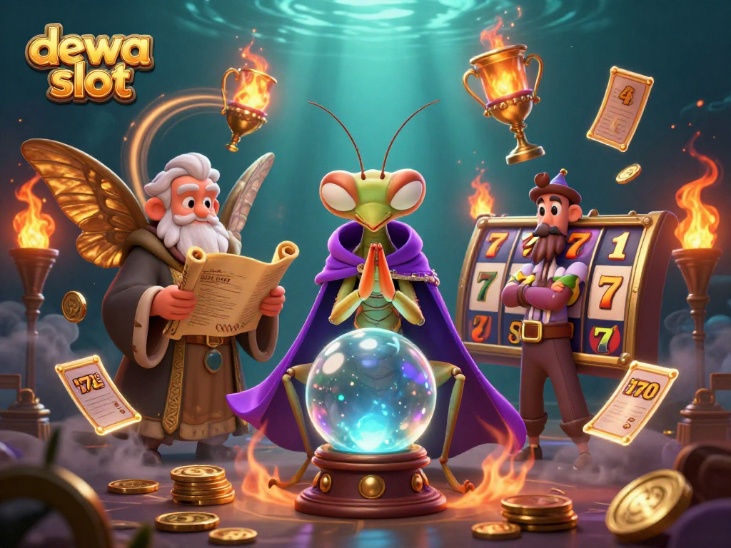 Play dewa slot with engaging 3D characters and dynamic casino elements illustrating winning opportunities.