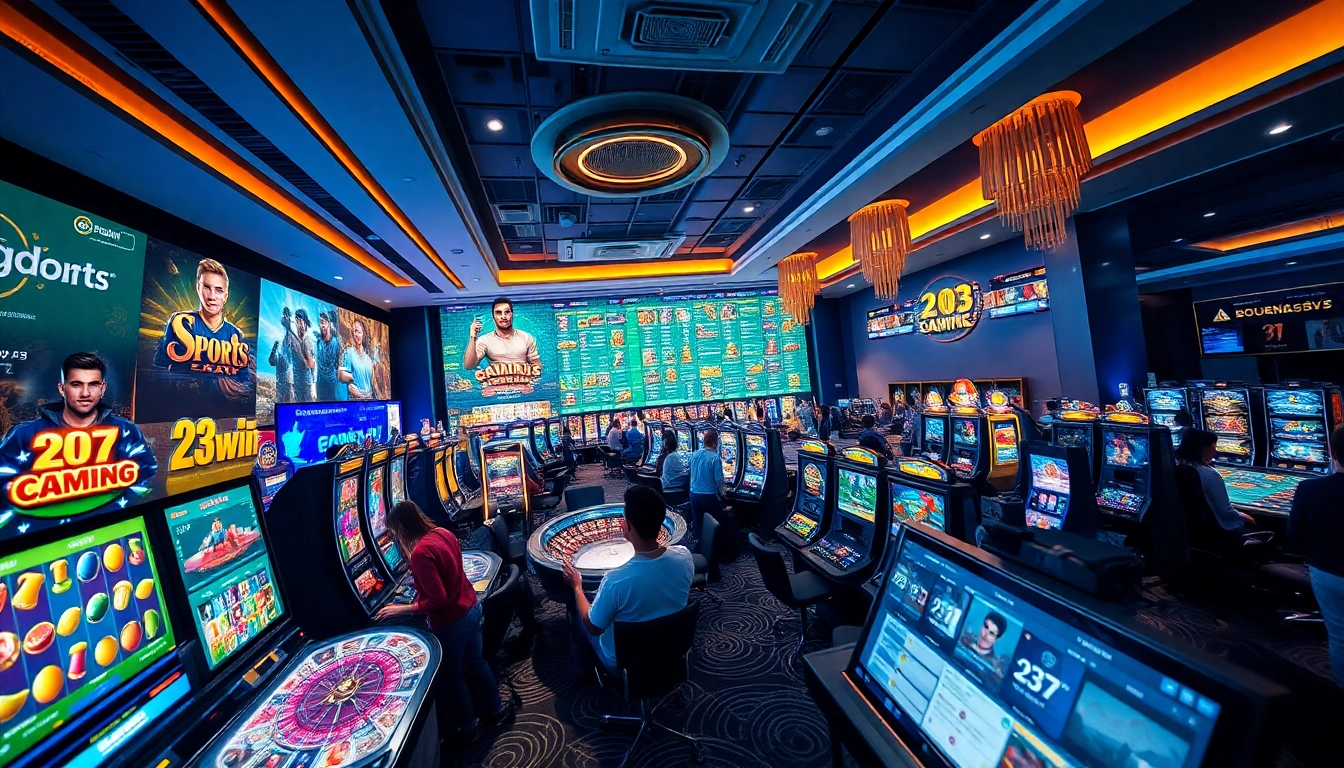 Experience the excitement of 23win's online casino with vibrant gaming options and a luxurious ambiance.