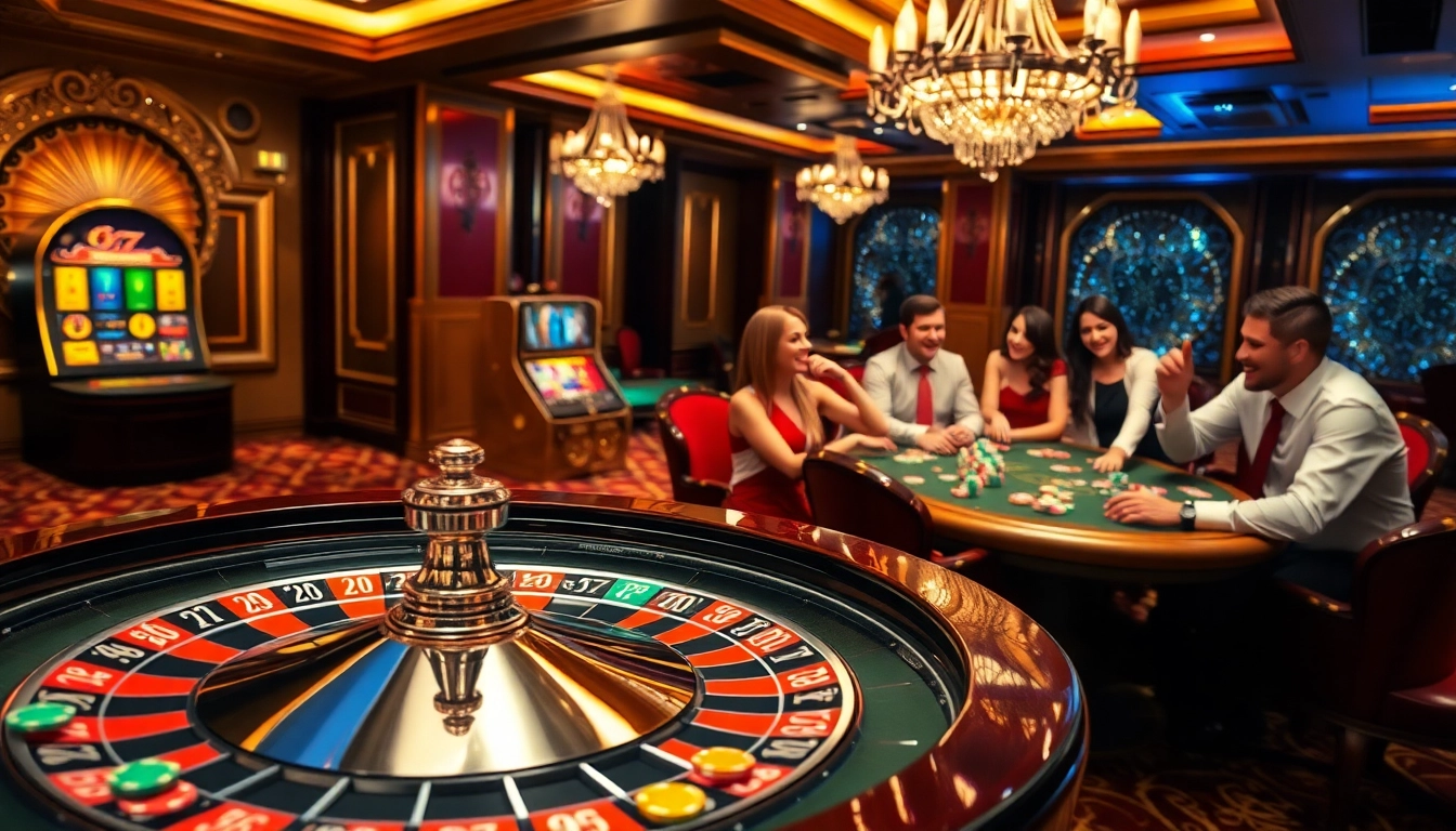 Experience high-stakes gambling at 789win com with a vibrant roulette wheel and joyful players.