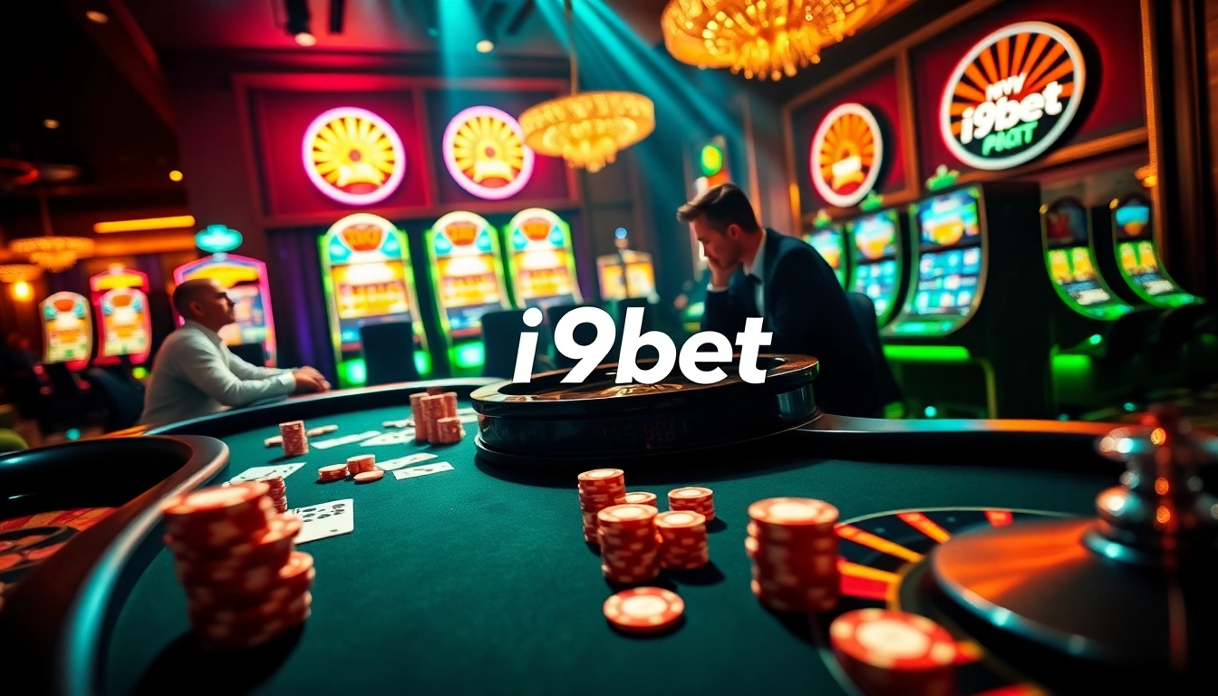 Players engage in thrilling poker action at i9bet casino table, highlighting excitement and strategy.