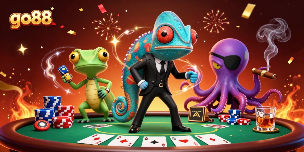 Experience thrilling casino action at go88 with vibrant characters and animated poker scenes