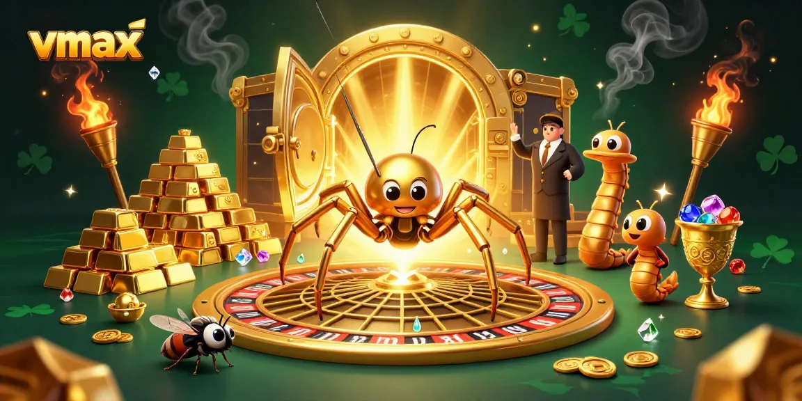 Experience dynamic betting action at Vmax with a golden roulette web, featuring thrilling game elements.