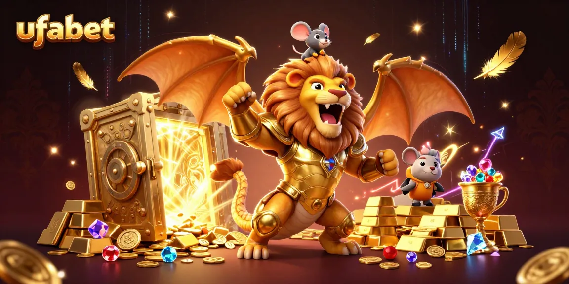 Experience the thrilling ufabet gaming adventure with a roaring chimera and treasure galore.