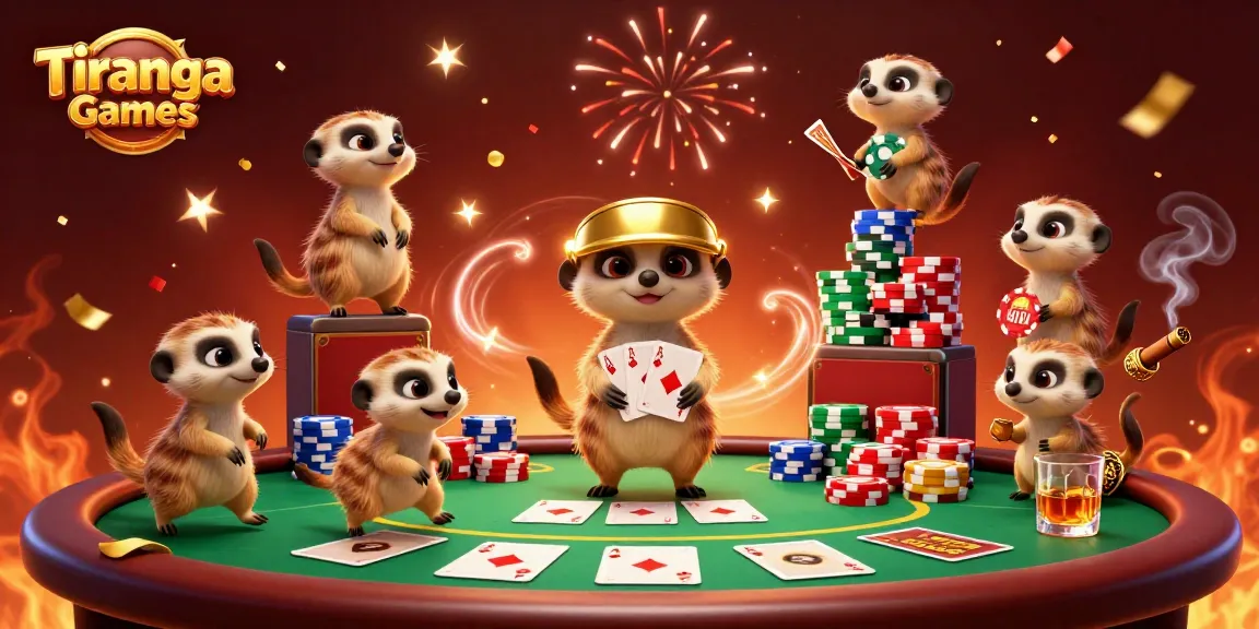 Tiranga Games offers exciting and fast-paced gameplay featuring vibrant meerkat characters in a themed casino setting.